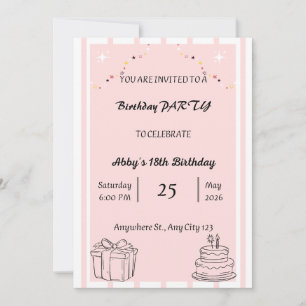 Printable Birthday Party Invitation Card, Editable