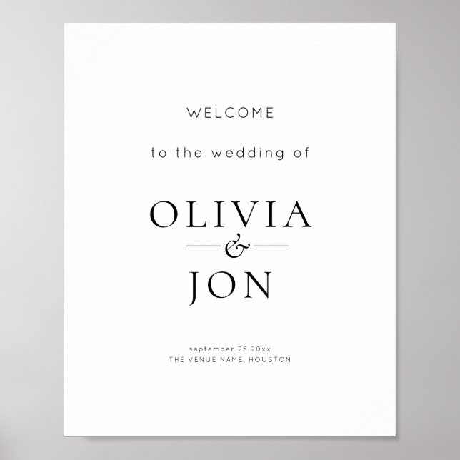 Printable Black and White Wedding Welcome Sign (Front)