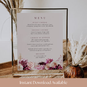 Printable Blush and Burgundy Floral Menu Sign