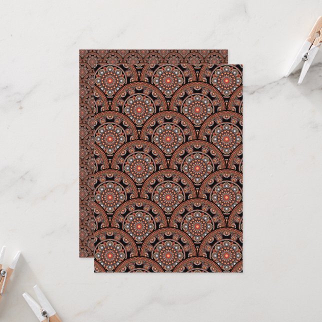 Printable Bohemian Mandala Deco Scrapbook Paper Invitation (Front/Back In Situ)