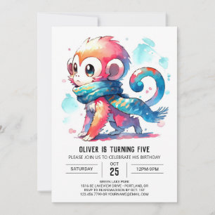 Printable Bohemian Monkey Birthday Invitation