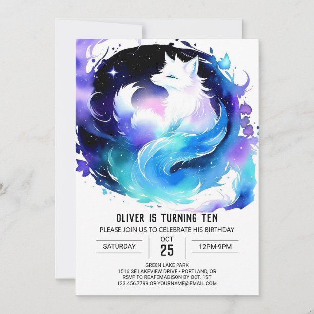 Printable Boho Fox Birthday Invitation (Front)