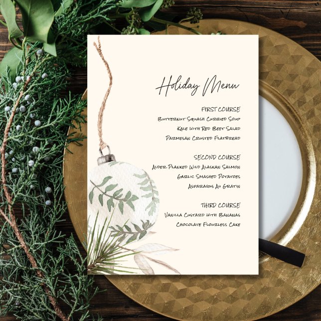 Printable Boho Ornament Holiday Menu Invitation (Creator Uploaded)