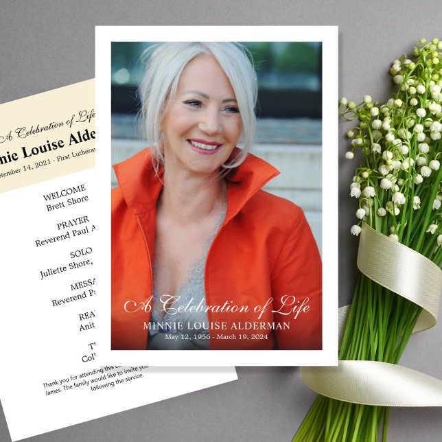 Printable Celebration of Life Elegance Full Photo Invitation (Creator Uploaded)