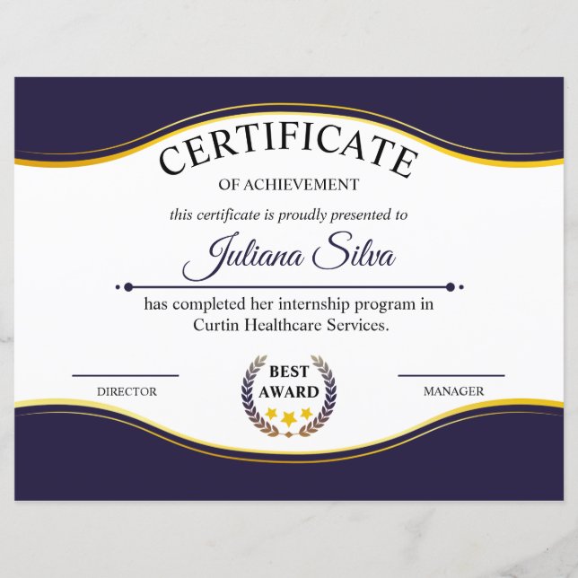 Printable Certificate Of Achievement (Front)