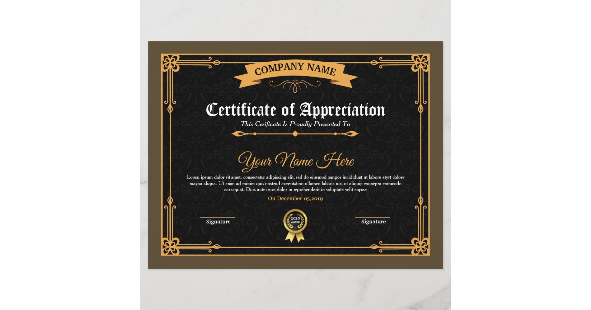 printable certificate of appreciation zazzlecouk