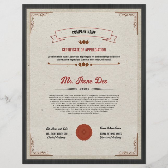 Printable Certificate Template Flyer (Front)