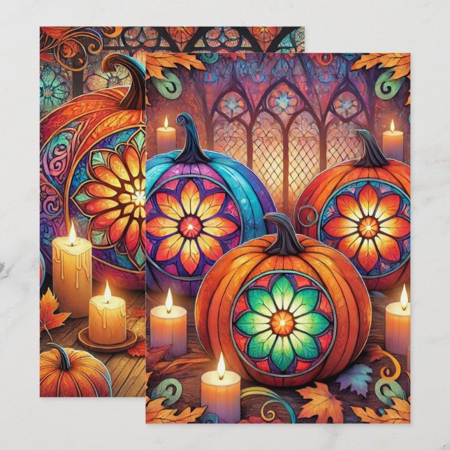 Printable Christian Stained Glass Halloween  Invitation (Front/Back)