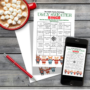Printable Christmas Bingo-Ugly Sweater Party Game Invitation