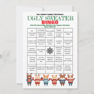 Printable Christmas Bingo-Ugly Sweater Party Game Invitation