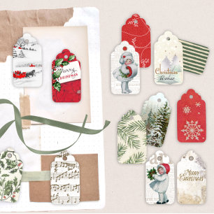 Printable Christmas Junk Journal Tags Vintage Girl Poster