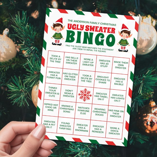 Printable Christmas Ugly Sweater Bingo Game Card (Creator Uploaded)
