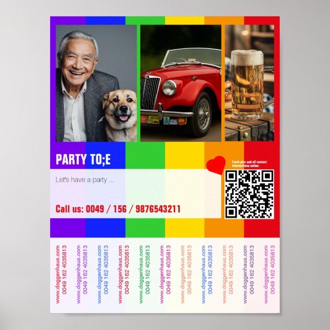 Printable colourful flyer template QR Code Rainbow Poster (Front)