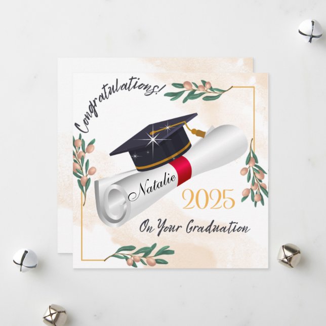 printable congrats grad card, Personalised Graduat Holiday Card (Front/Back In Situ)