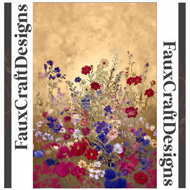 Printable Cool Fantasy Flowers Gold Background 128 Poster (Creator Uploaded)