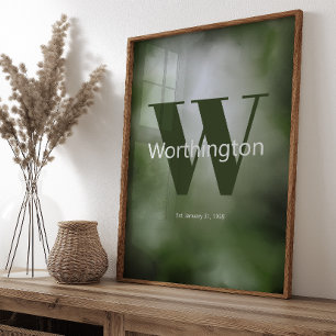 Printable Custom Family Last Name Print Green 
