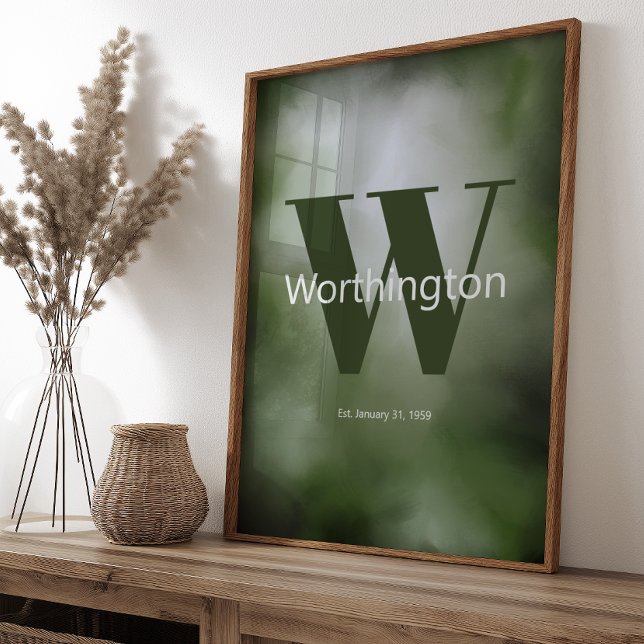 Printable Custom Family Last Name Print Green  (Creator Uploaded)