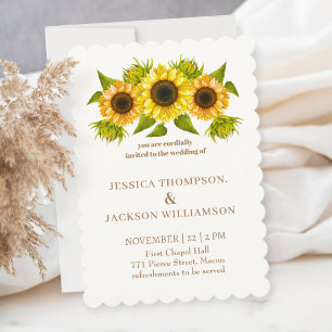 Printable Custom Wedding Card, sunflower Invitation