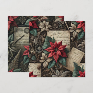 Printable Dark Academia Poinsettia Stationery Invitation