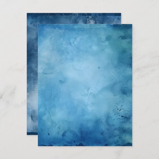 Printable Distressed Ink Blue Scrapbook Paper Invitation (Front/Back)