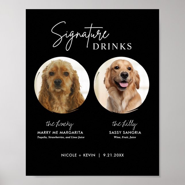 Printable Dog Signature Drinks Wedding Bar Sign (Front)