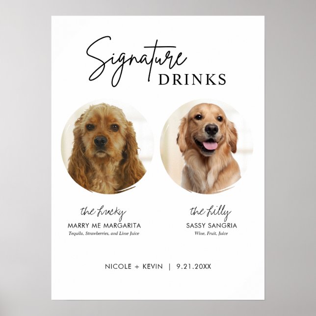 Printable Dog Signature Drinks Wedding Bar Sign (Front)