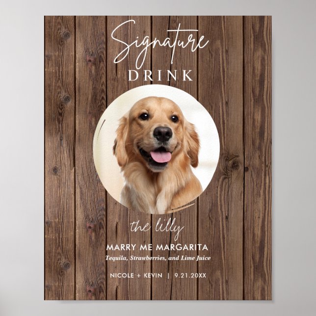 Printable Dog Wedding Signature Drinks Bar Sign (Front)