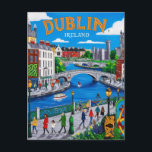 Printable Dublin Ireland Travel Art Vintage Postcard<br><div class="desc">Classic Dublin Ireland Travel Art Vintage</div>
