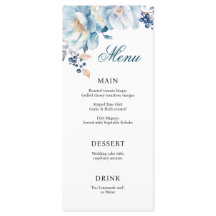 Printable Dusty Blue Florals Wedding Menu
