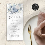 Printable Dusty Blue Florals Wedding Menu<br><div class="desc">Printable Dusty Blue Florals Wedding Menu. Available digitally and printed. An informal set typography in black for the main heading Menu complementing the rest of the text which you can easily personalise,  with beautiful autumn coloured flowers and grasses at the top.</div>