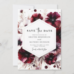 Printable Elegant Burgundy Wedding Save The Date