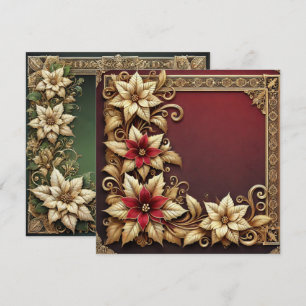 Printable Elegant Gold  Poinsettia Frame Scrapbook Invitation