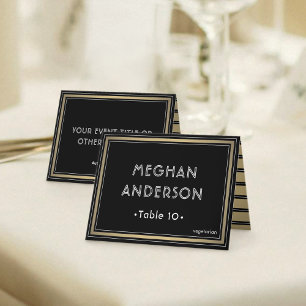 Printable Escort Card - Elegant Black and Gold