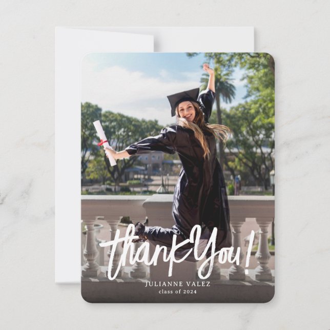 Printable Excited Graduate Thank You Photo Invitation (Front)