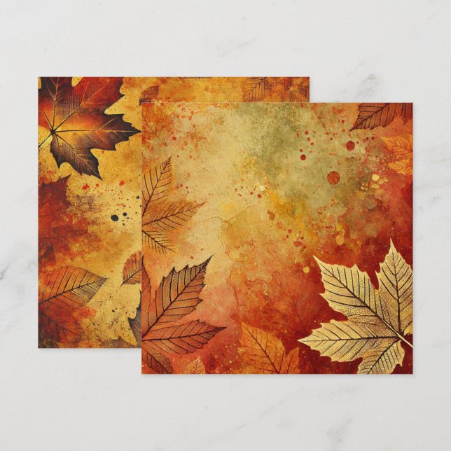 Printable Fall Foliage Distressed Ink Scrapbook Invitation (Front/Back)