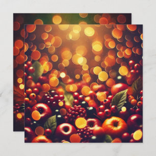 Printable Fall Harvest Fruits Bokeh Scrapbook Invitation