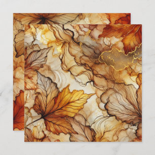 Printable Fall Leaves Alcohol Ink Scrapbook Paper Invitation