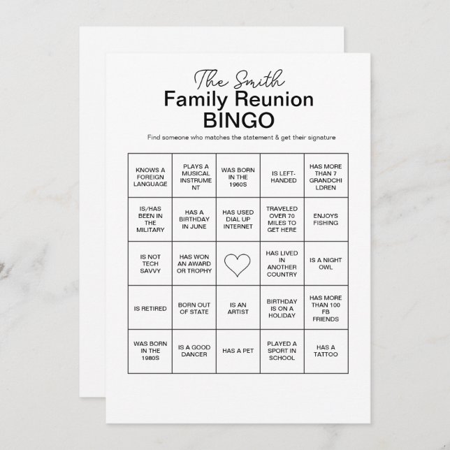 Printable Family Reunion Find the Guess Who Invitation (Front/Back)
