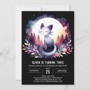 Printable Feline Cat Birthday Invitation
