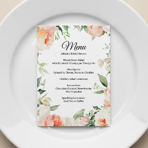 Printable Floral Bridal Shower Menu Invitation