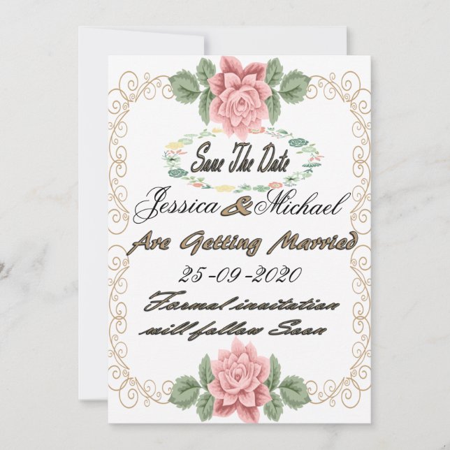Printable  Floral Save the Date Card Template (Front)