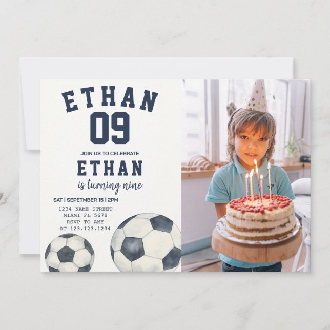 Printable Football Theme Invite with photo (Front)