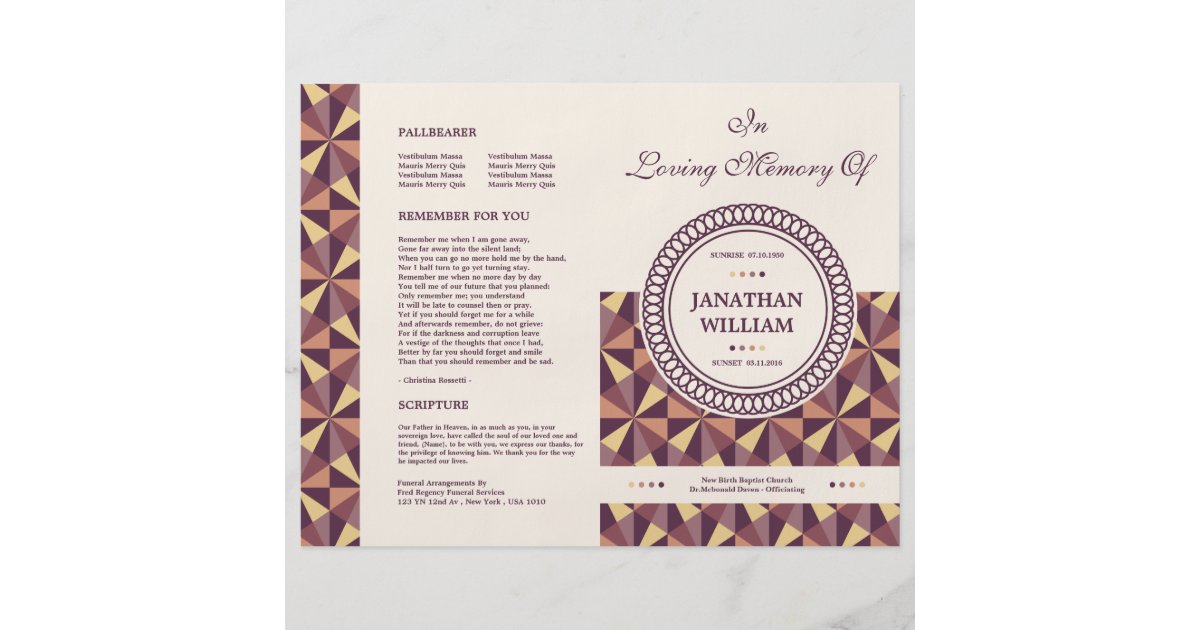 Printable Funeral Brochure Template Zazzle.co.uk