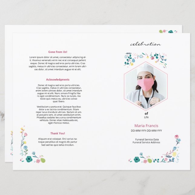 Printable funeral brochure template (Front/Back)