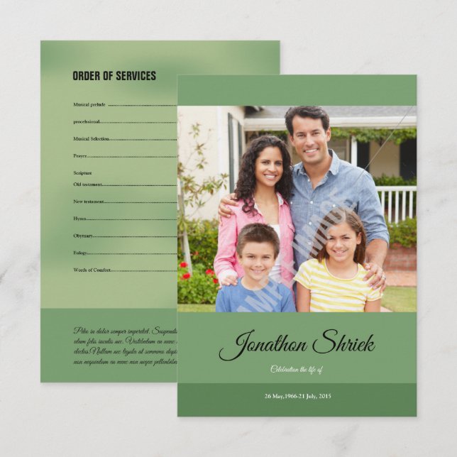 Printable Funeral Card (Front/Back)