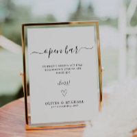 Printable Funny Open Bar Sign, Wedding Minimalist