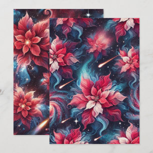 Printable Galaxy Poinsettia Pattern Papercraft Invitation
