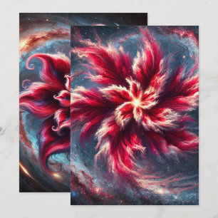 Printable Galaxy Poinsettia Scrapbook Paper Invitation