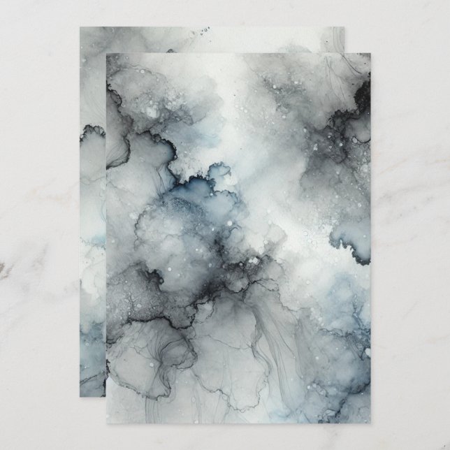 Printable Ghostly Mist Halloween Alcohol Ink Invitation (Front/Back)