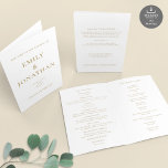 Printable Gold Text Church Folded Wedding Program Card<br><div class="desc">Printable Gold Text Church Folded Wedding Program. Available digitally and printed. A simplistic,  fully customisable design. Easily personalise to your own details and change text and background colours if you so wish to match your wedding theme via the edit further option.</div>